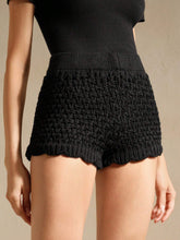 Anewsta Women's Sexy 3D Floral Jacquard Fitted Knit Shorts, Hotpants